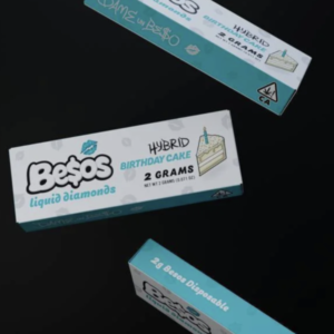 Besos Birthday Cake 2G Disposable Vape Hybrid authentic premium disposable device with sleek packaging