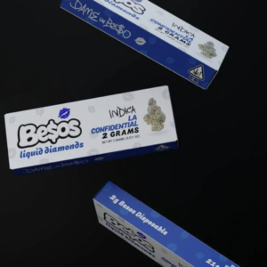 Besos La Confidential 2g Disposable Vape Indica authentic Besos disposable with premium flavor, smooth vapor, and long-lasting 2g performance