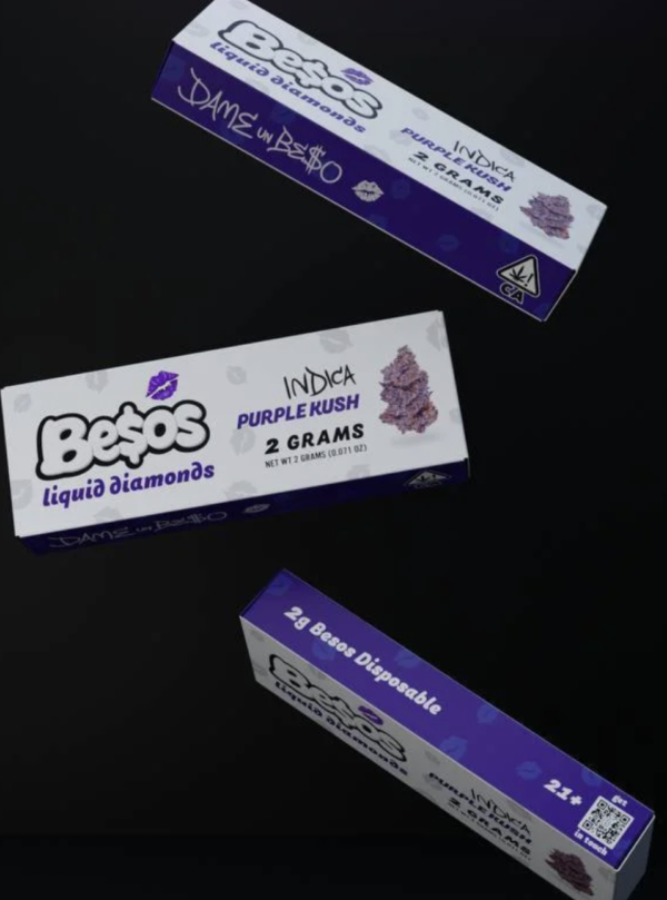 Besos Purple Kush 2G Disposable Vape premium Indica disposable with authentic packaging